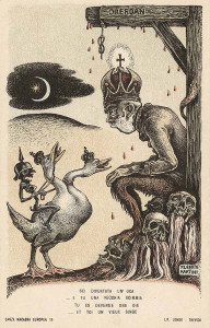 "Te has convertido en una oca" "Y tú en un viejo mono". Litografía de Alberto Martini.