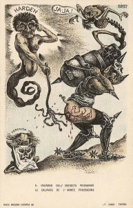 El calvario del ejército Prusiano. Litografía de Alberto Martini.