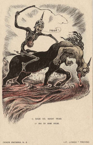 El vado de sangre belga. Litografía de Alberto Martini.