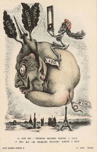 El delirio que los Prusianos quieren implantar en Paris. Litografía de Alberto Martini.