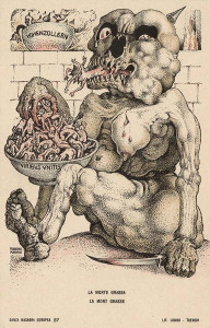 La Muerte grasa. Litografía de Alberto Martini.