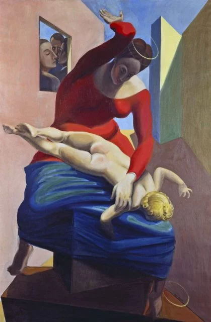 La Virgen castigando al Niño Jesús delante de tres testigos: André Breton, Paul Éluard y Max Ernst