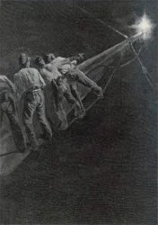 H.Davidson: Sailors in the Rigging Alarmed by the Appearance of St. Elmo's Fire at the Tip of a Spar (siglo XVIII)