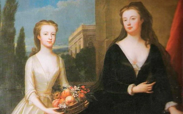 Detalle del cuadro de ;aria Verelst: La duquesa de Malborough y Diana Spencer